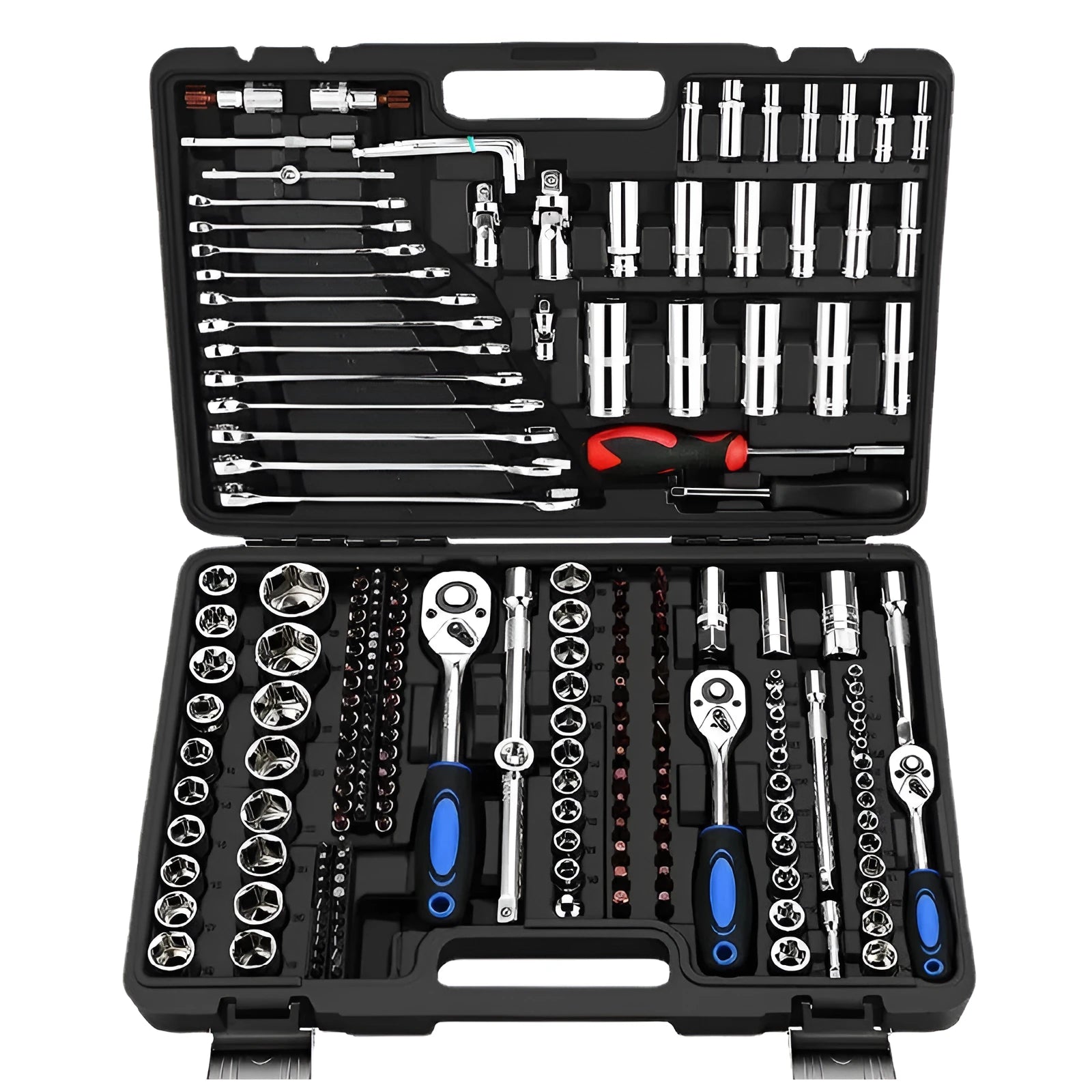 46-piece chromium vanadium steel socket ratchet wrench set with nickel plating for automotive repair