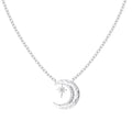S925 sterling silver necklace with moon pendant on clavicle chain, available in gold, platinum, and silver