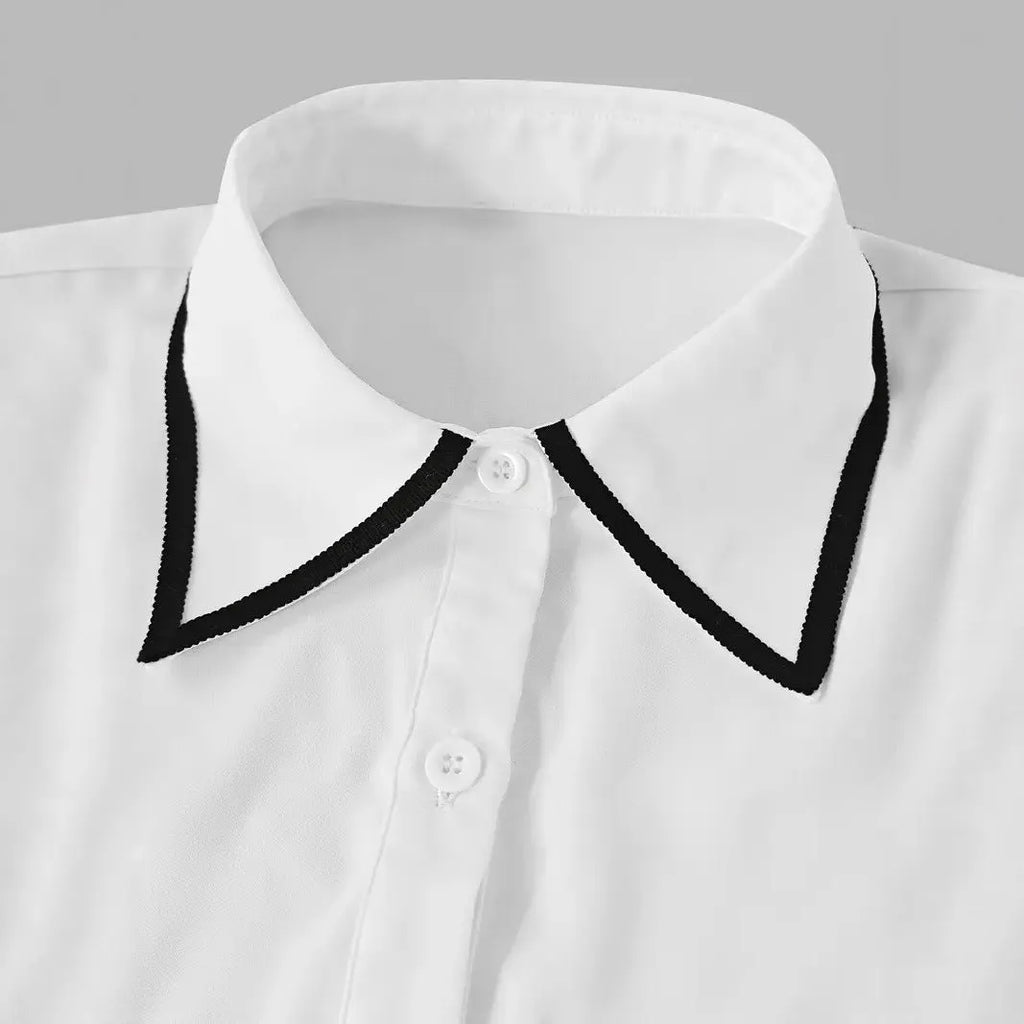 Women's solid colour long sleeve satin polyester shirt in black, with pullover style and regular sleeve