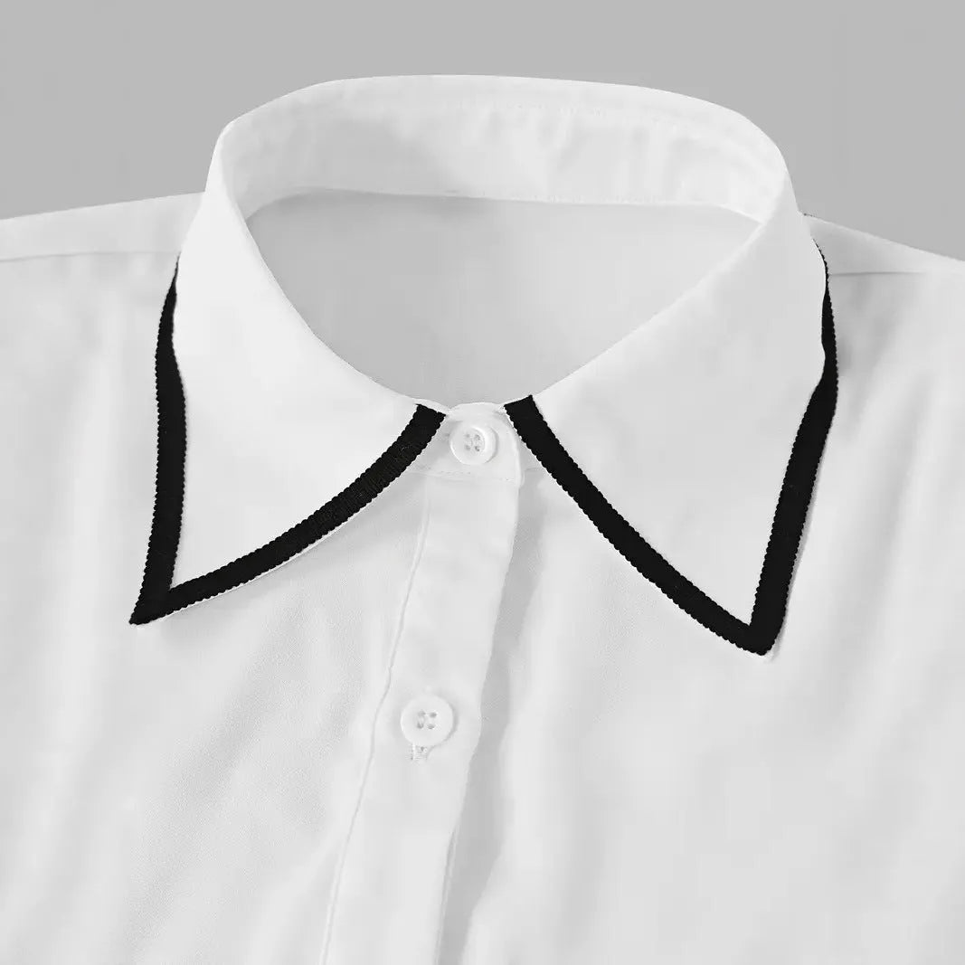 Women's solid colour long sleeve satin polyester shirt in black, with pullover style and regular sleeve
