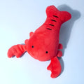 Red lobster plush dog toy with squeaker for small and medium breeds