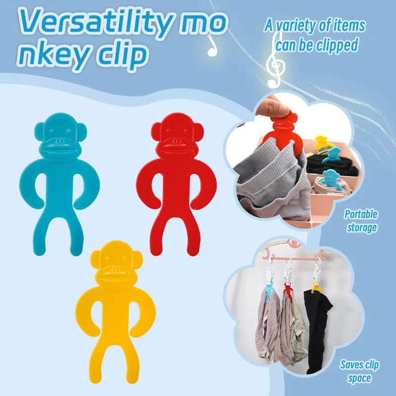 Blue, yellow, and red plastic socks storage clips for washing machine organisation.