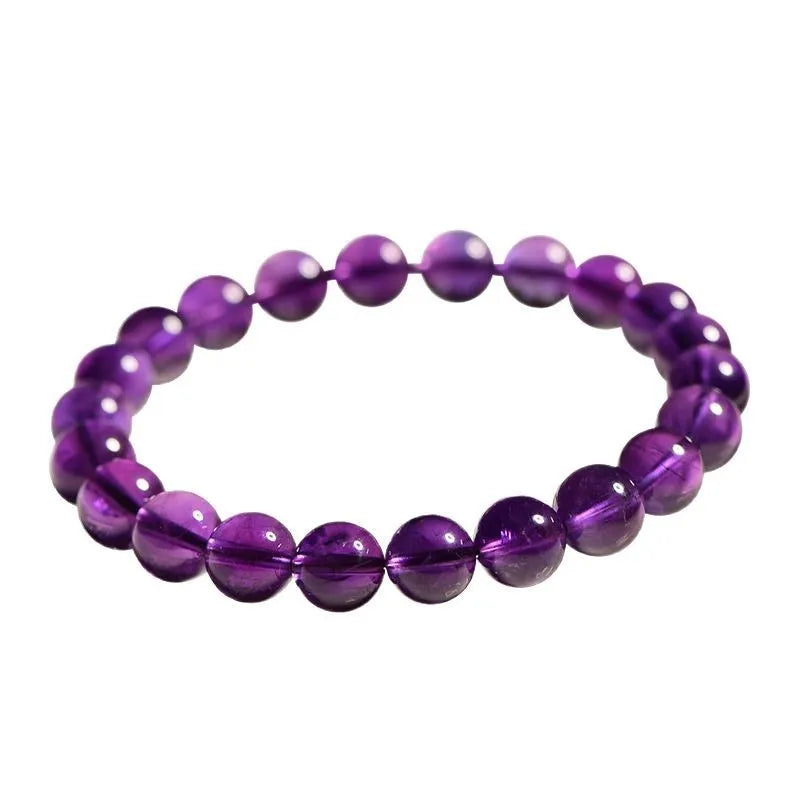 Natural amethyst bracelet with scattered Uruguay beads in jiuya colour, shown in selectable grades and sizes.
