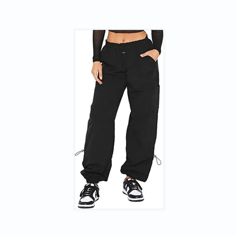 Loose-fit straight leg cargo pants with multiple pockets in a grey colour.