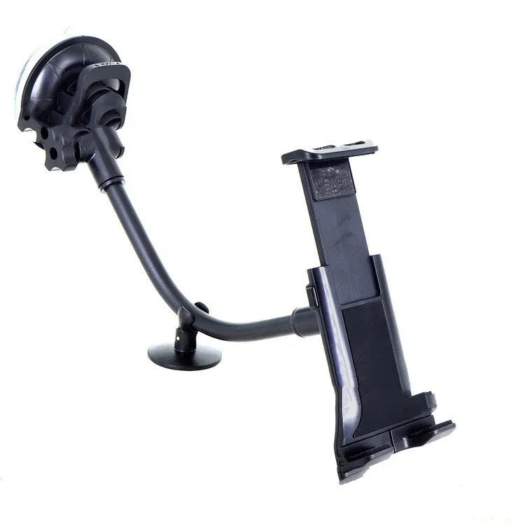 Black universal 4-12 inch vehicle tablet and phone holder with lifting bracket and long-rod suction cup