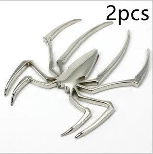 3D metallic spider bumper sticker in zinc alloy, shown in gold colour.