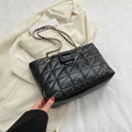 Women shoulder bag in trapezoid shape with chain strap, PU material, three-dimensional pocket, available in black white khaki brown