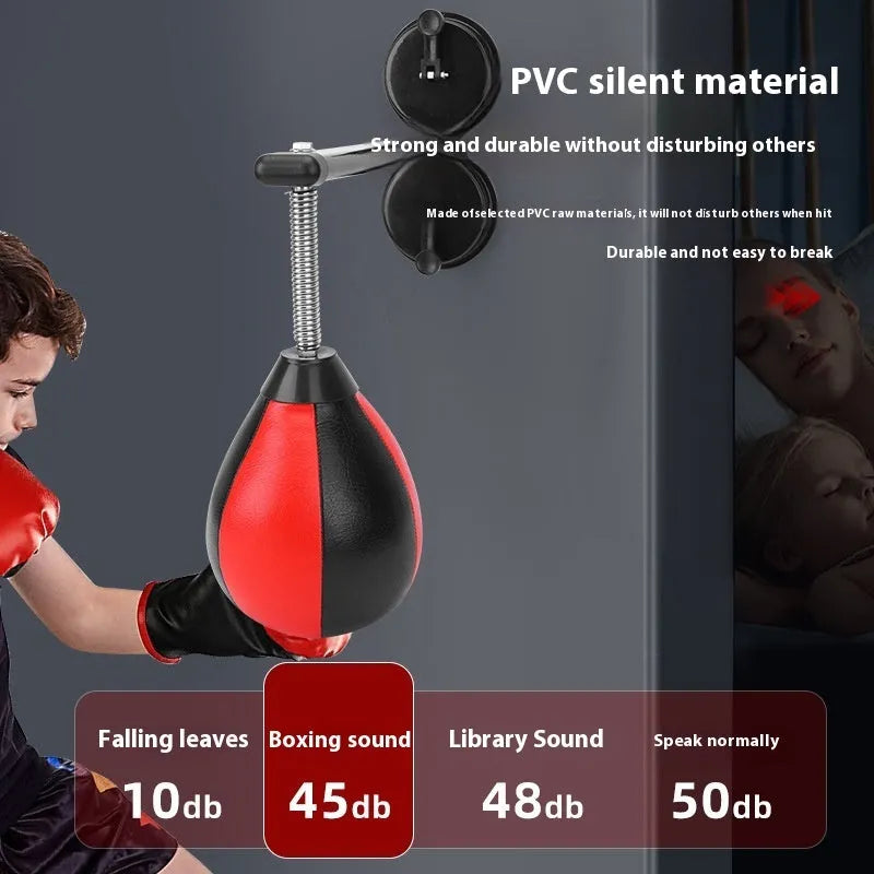 Inflatable pear-shaped boxing training ball with double suction cup mount for home fitness reaction training