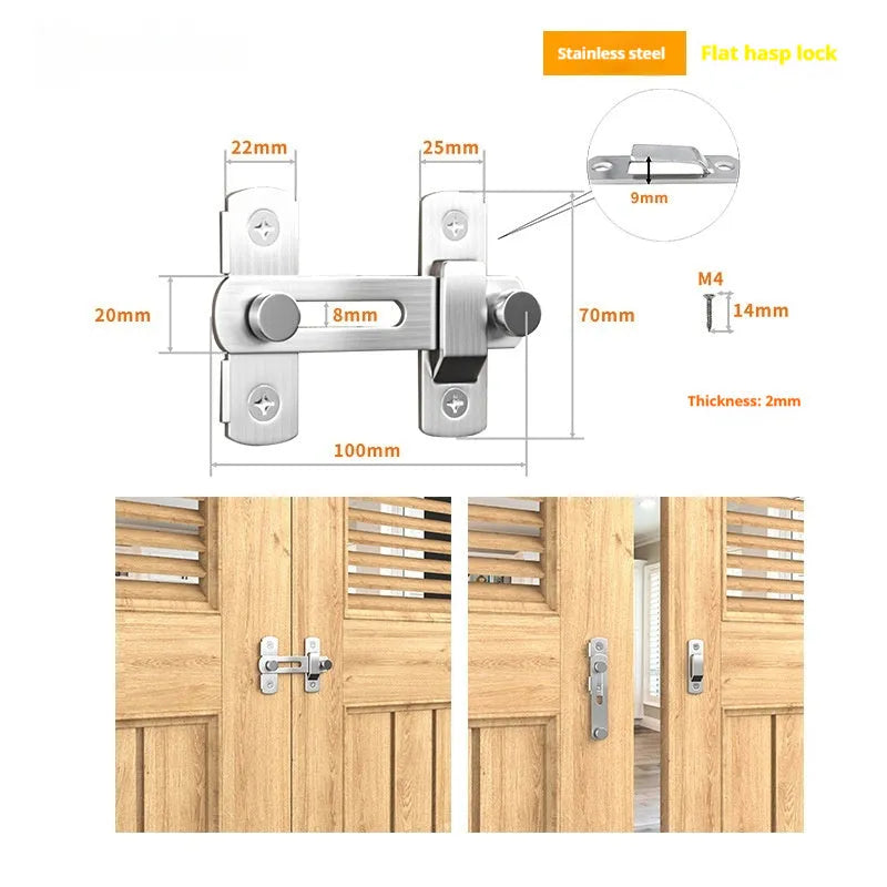 American style 90 degree sliding door hasp lock with steel shackle for warehouse or barn.