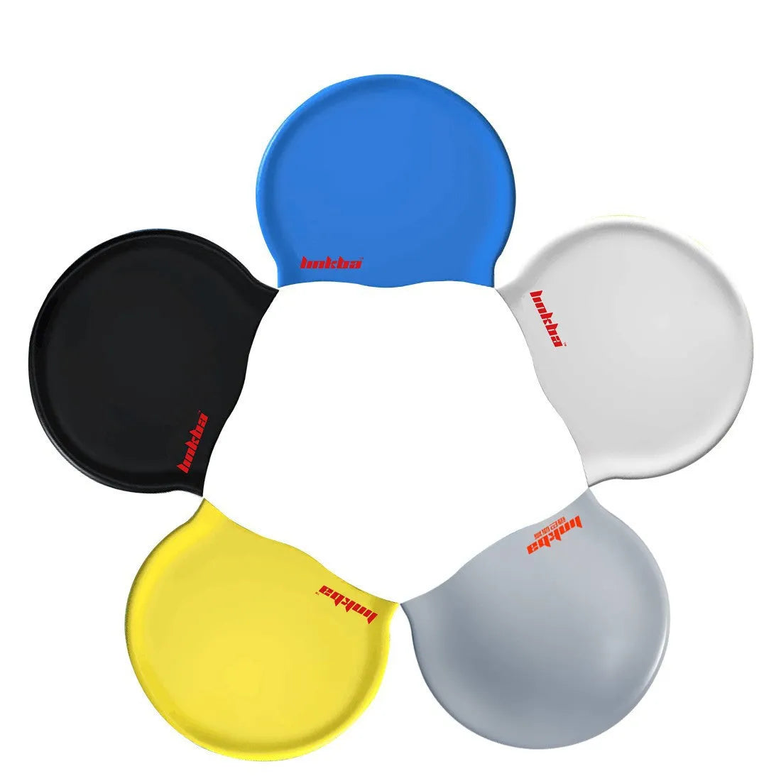 Silicone swimming cap with letter pattern design in multiple colour options