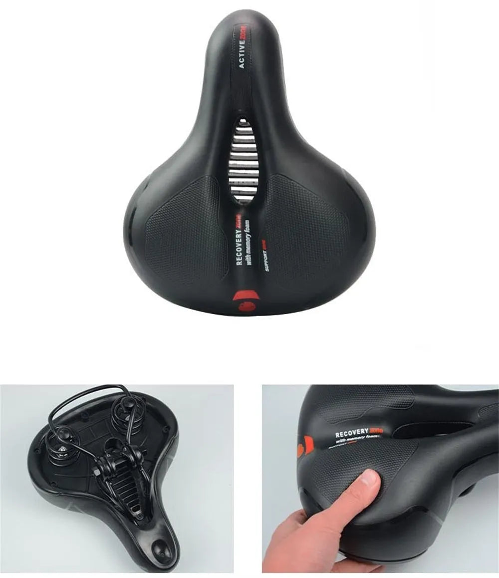 Bicycle saddle cushion with waterproof cover and installation tools including wrench and tyre patch kit