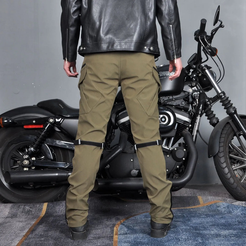 Motorcycle cycling pants with waterproof windproof features in polyester blend fabric