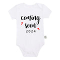 Announced Pregnancy 2024 newborn baby romper in pure cotton with short sleeves, triangle jumpsuit style, white colour, size 0-3M