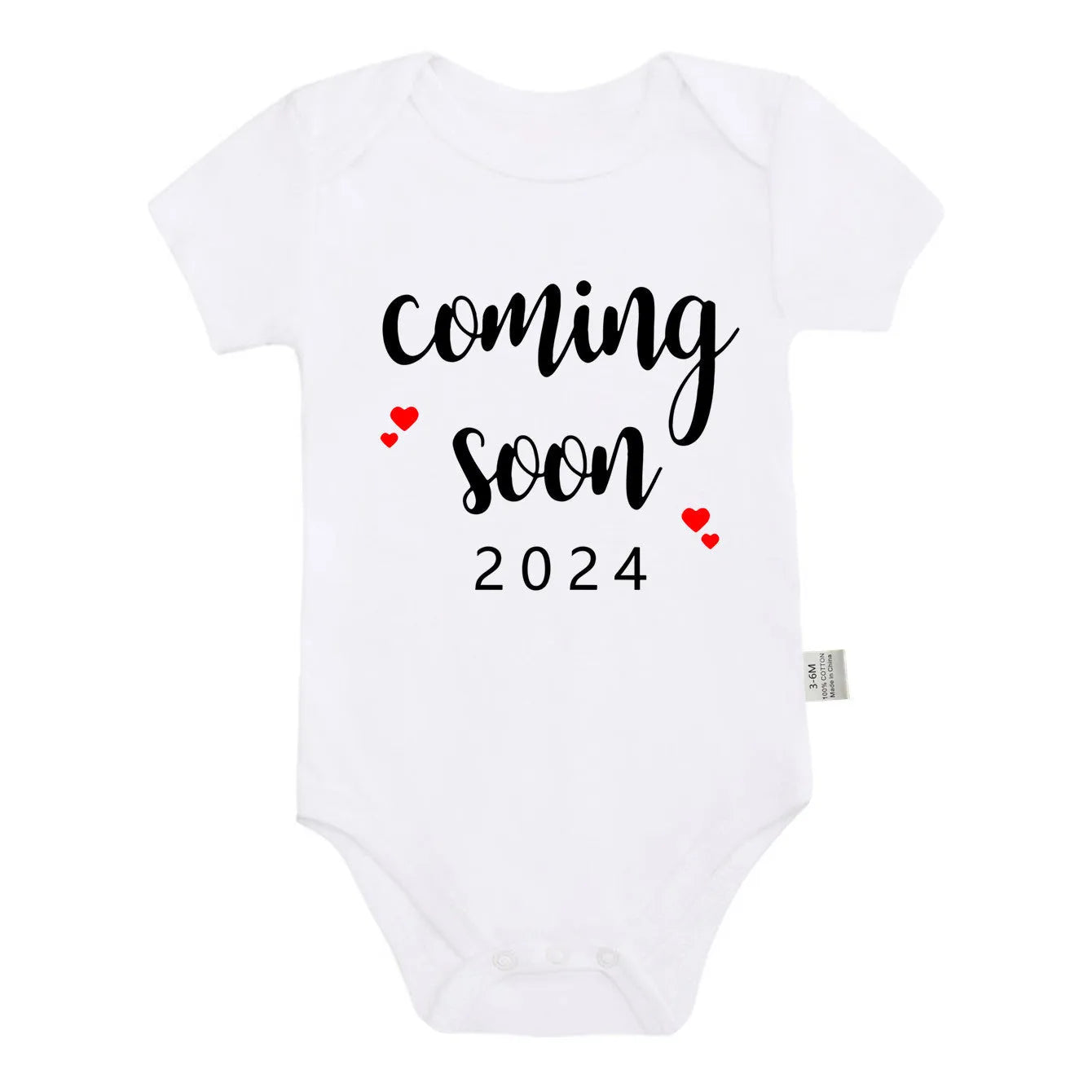 Announced Pregnancy 2024 newborn baby romper in pure cotton with short sleeves, triangle jumpsuit style, white colour, size 0-3M