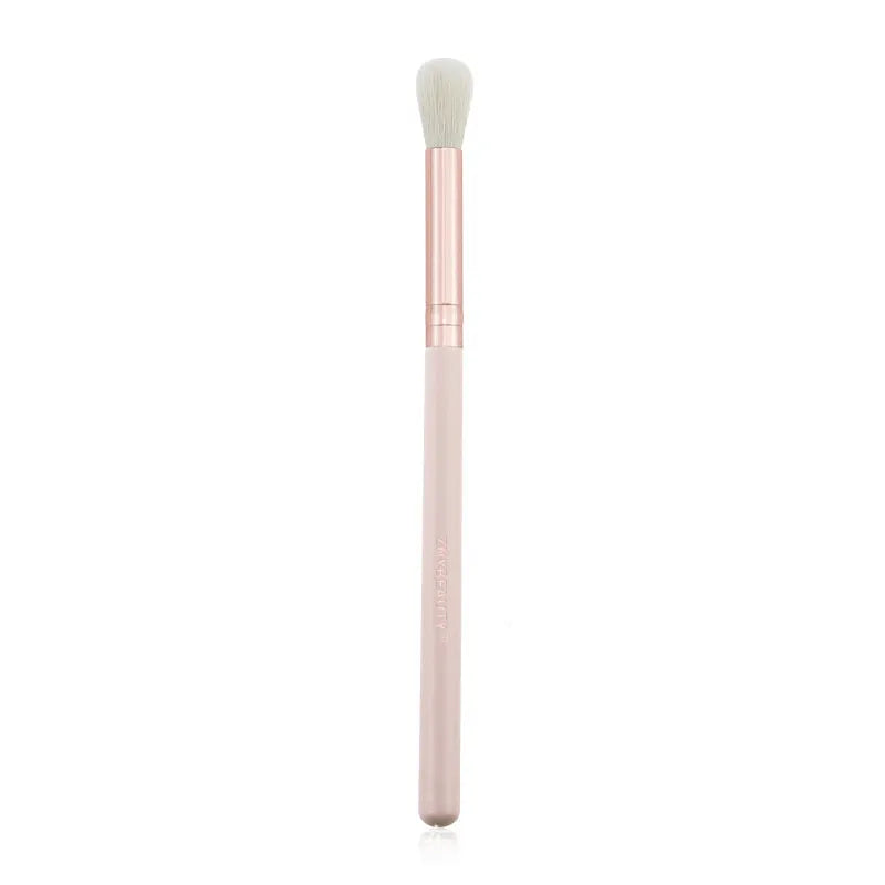 26 pink makeup brushes with wooden handles in a PU storage bag.