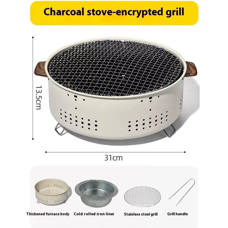 Indoor portable charcoal tea cooking stove with grill rack disk for 3-5 people