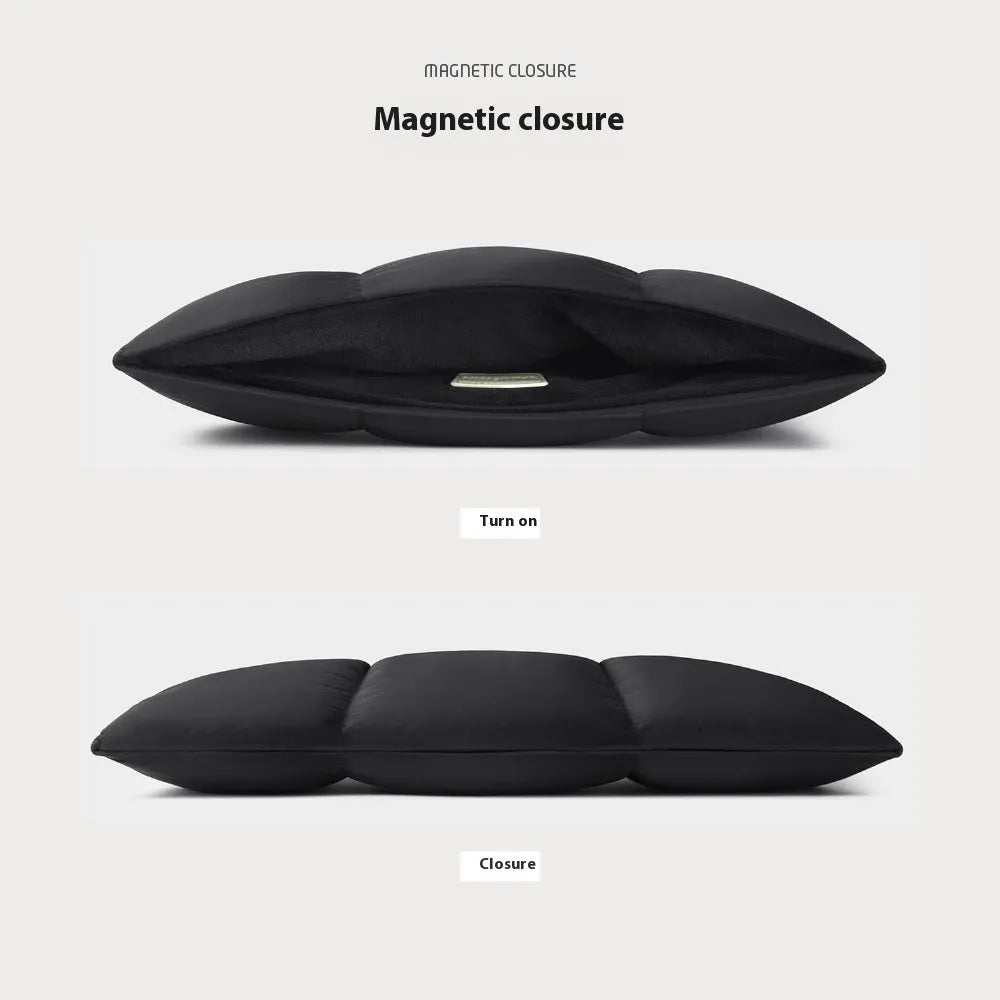 Soft polyester laptop sleeve in black or khaki with sewing thread detail, fitting 13-15.6 inch laptops