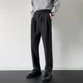 Men's straight leg loose fit trousers in apricot and black colour options
