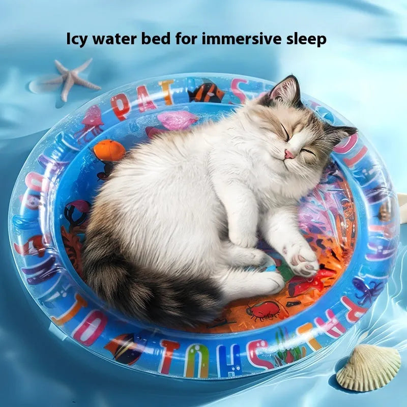 PVC inflatable water cushion pet cooling bed in aquatic designs