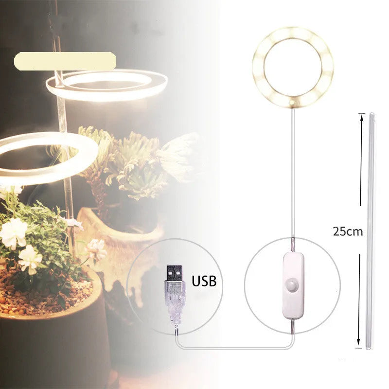 USB LED plant grow light with transparent PC and aluminium housing on a 25cm acrylic stick.