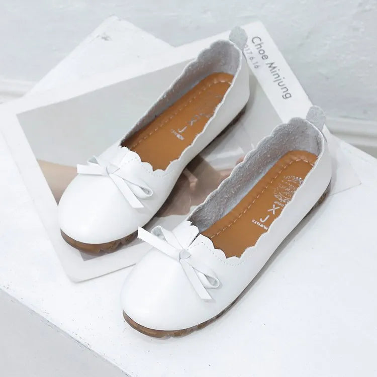 Korean style women's shallow mouth slip-on pumps in apricot, round toe, low heel, rubber sole