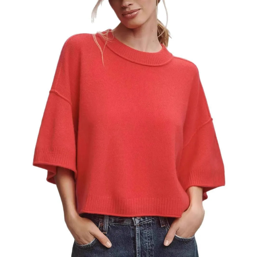 Red or white viscose fibre t-shirt with exposed navel design, available in sizes S to XXXL