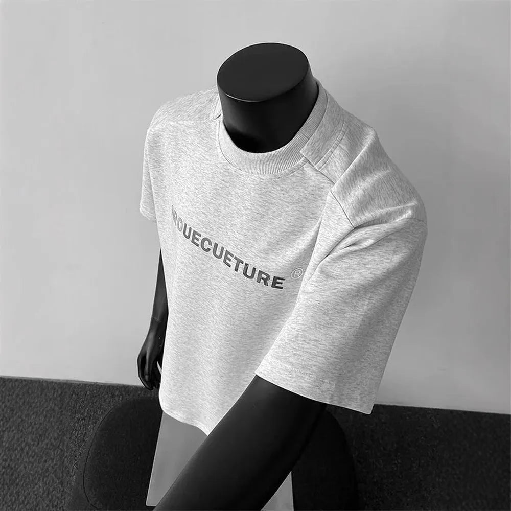 Men's loose fit cotton t-shirt with short sleeves and letter print in black, white or light grey