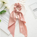 Long ribbon cloth hair ring headband with large intestine ring design in Spring dark green ribbon colour