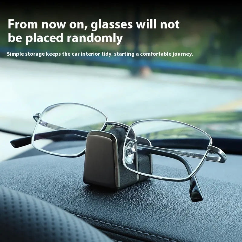 Green zinc alloy and leather car dashboard glasses clip holder with nose pad