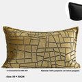Geometric abstract pattern cushion cover in gold colour with square and waist pillow size options