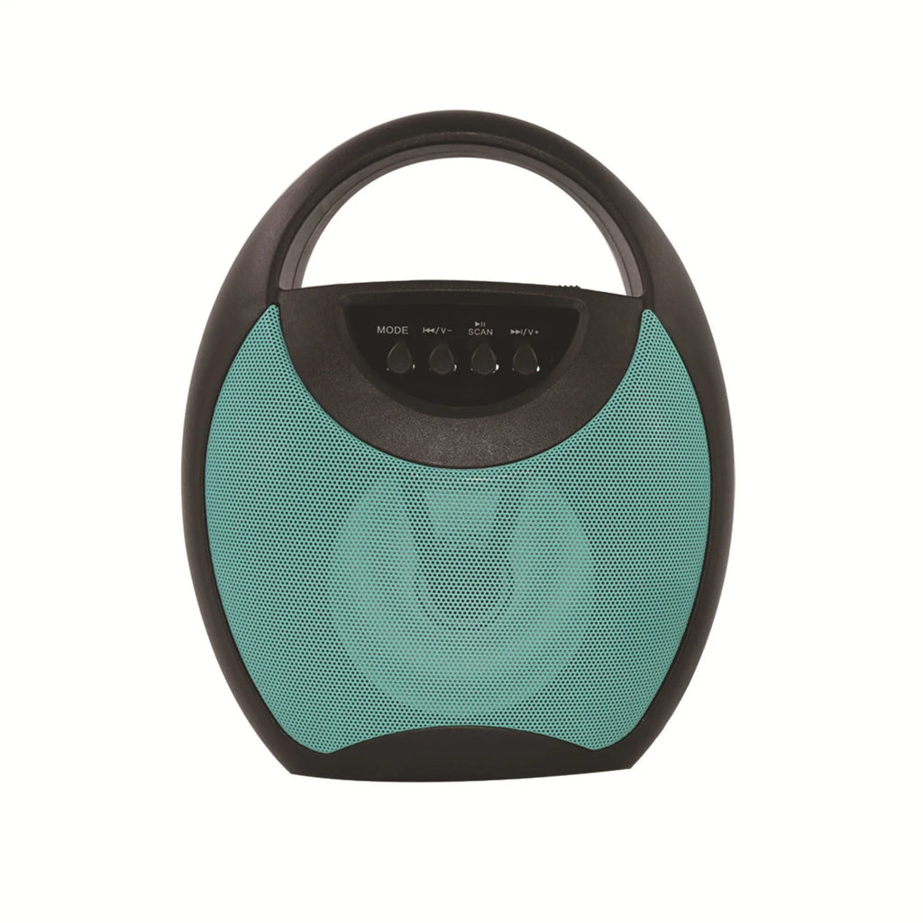 Portable Bluetooth speaker in black, blue or pink colour with USB and card slots