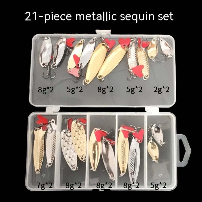 Pineapple-shaped fishing lure with gold and silver metal sequins in three package size options