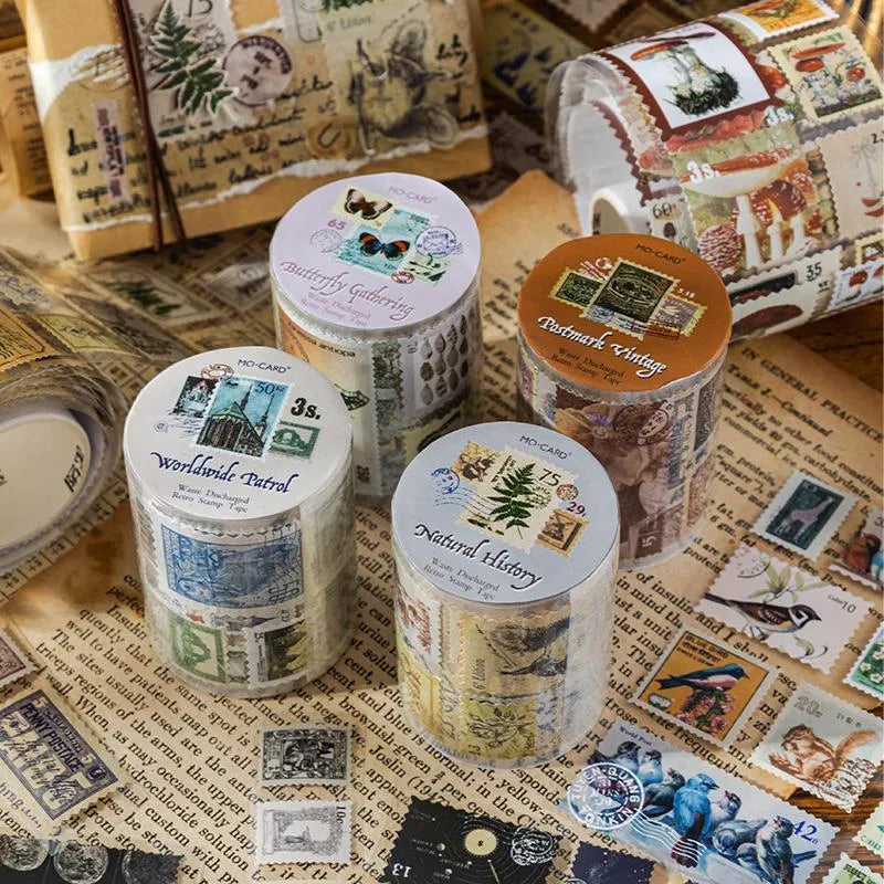 55mm wide retro decorative coated paper stamp roll with 2 metre length for journal decoration