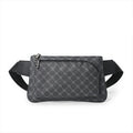 Men's patterned black PU leather waterproof crossbody chest bag with adjustable strap
