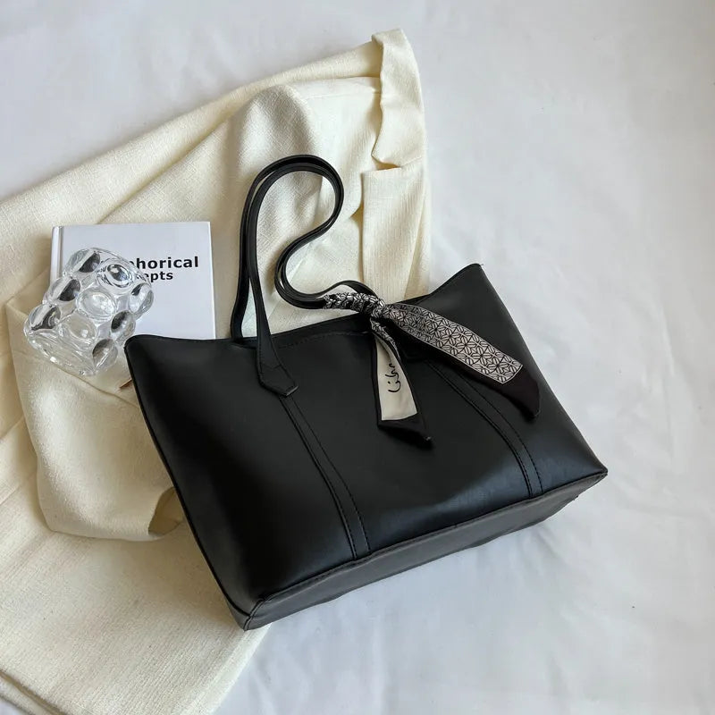 Women's large-capacity soft bucket shoulder bag in multiple colour options with zipper pocket