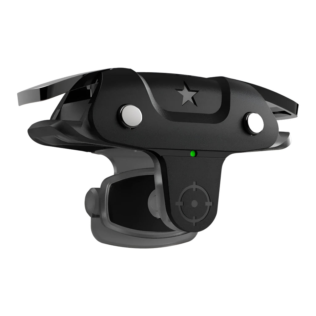 Black F5 mobile phone game controller with joystick measuring 5cm wide