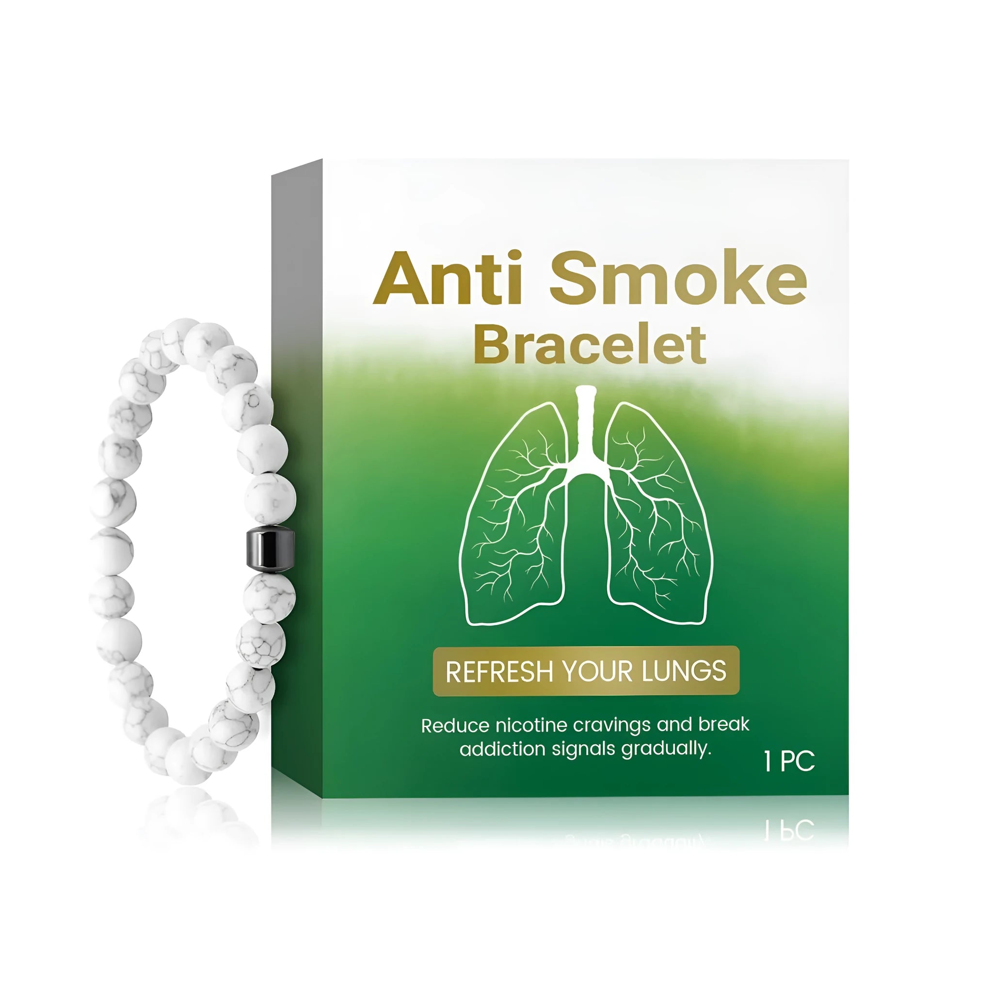 Women's adjustable bracelet with synthetic turquoise stone for smoke prevention