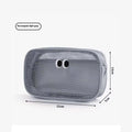 Stereo large capacity mesh makeup wash bag in cube shape, polyester, with zip closure, on a table