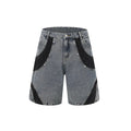 Retro washed denim suit set with short-sleeved jacket and trousers in street style