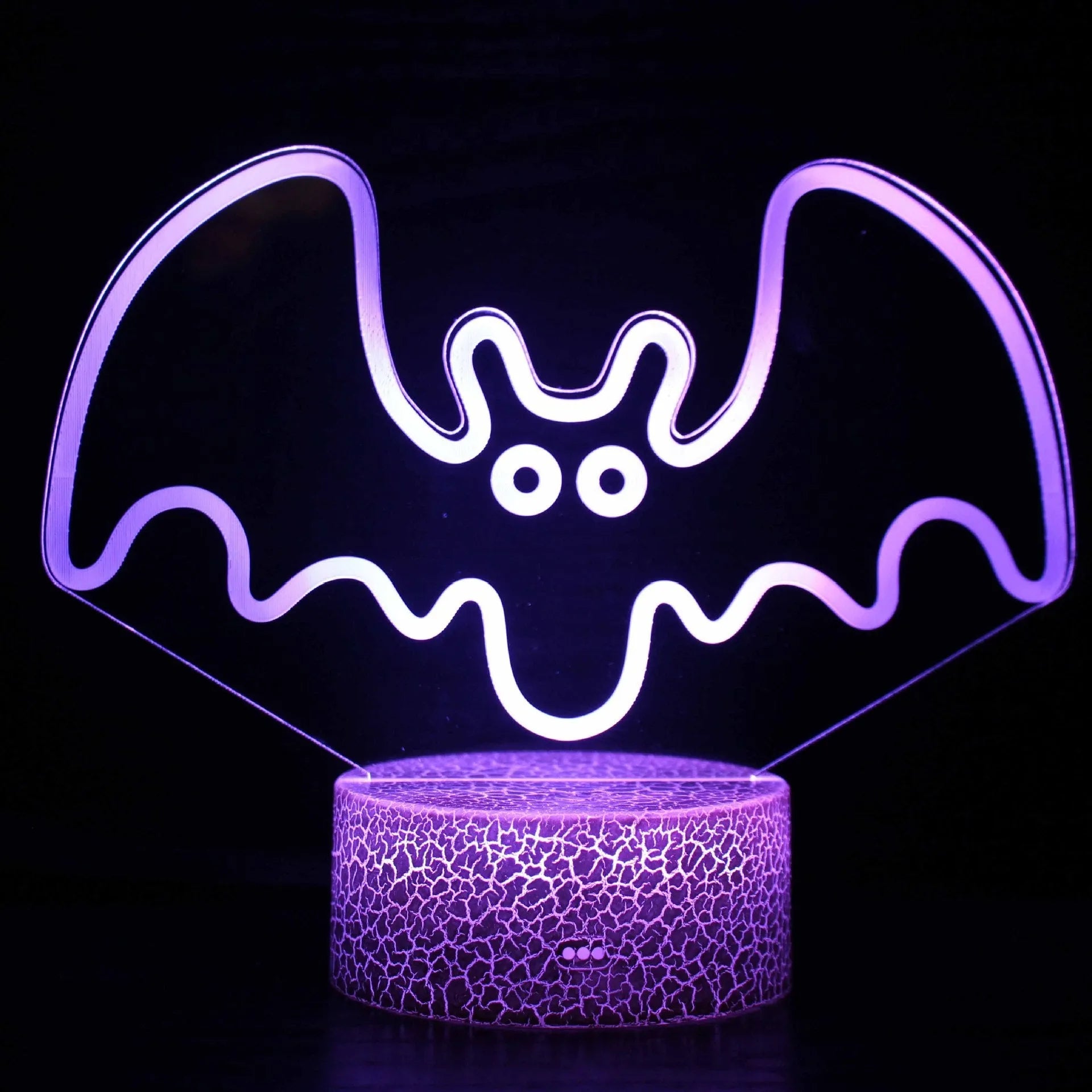 Colourful 3D acrylic USB table lamp with touch controls on compact ABS base