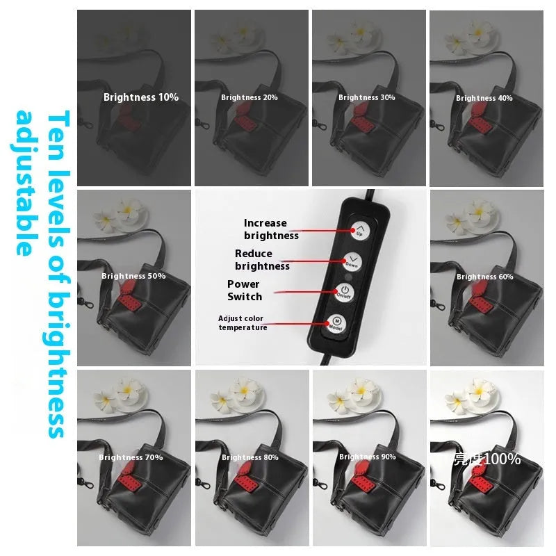 50cm studio light box with five-side folding design and three-colour lighting