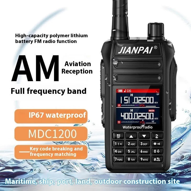 Black Interphone aviation communications headset with waterproof and dustproof plastic shell