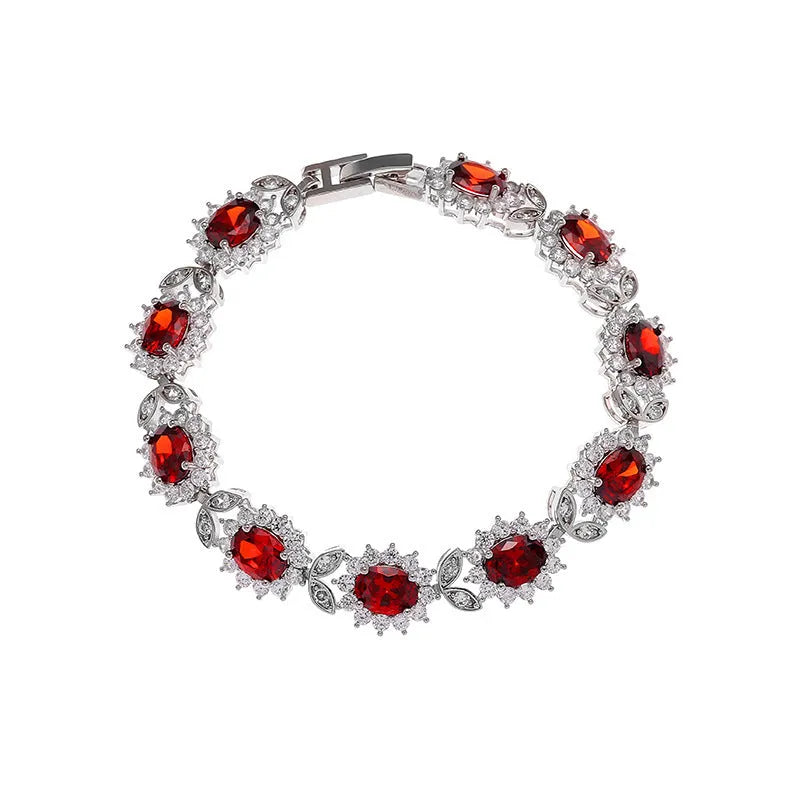 Simple women's zircon bracelet in environmentally friendly alloy with electroplating finish