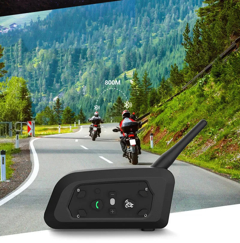 V6 Pro motorcycle helmet Bluetooth intercom unit with headphone and mounting accessories