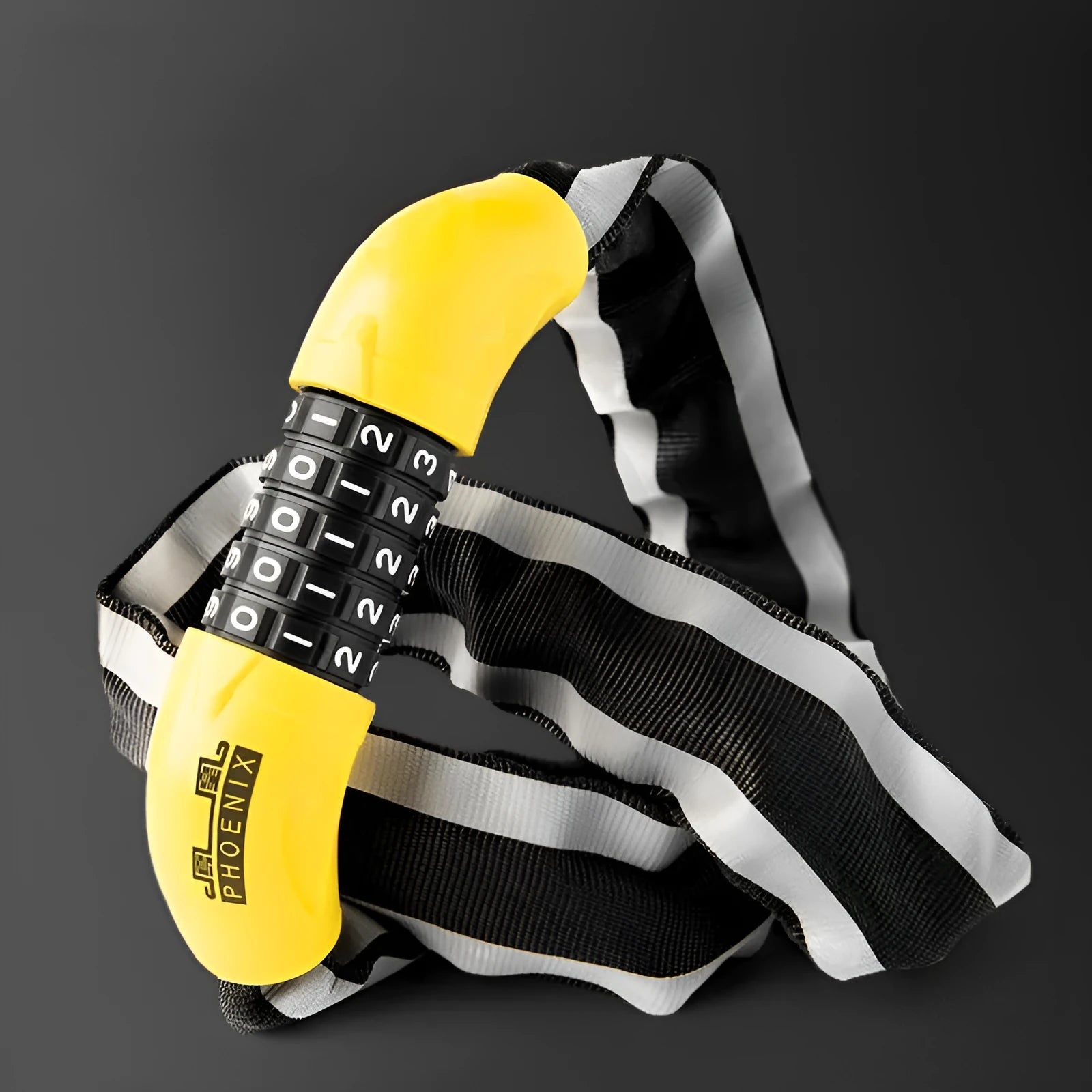 95cm mountain bike chain lock with zinc alloy cable in black or yellow colour with combination or keychain locking options