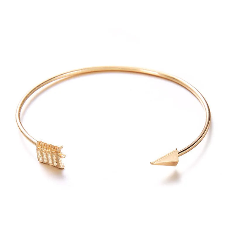 Gold vintage arrow knot cuff bracelet for women with electroplated alloy construction