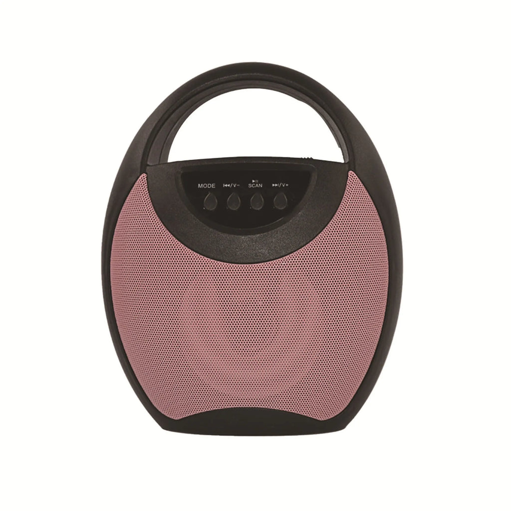 Portable Bluetooth speaker in black, blue or pink colour with USB and card slots