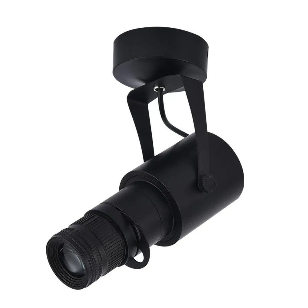 Black LED surface-mounted spotlight for restaurant atmosphere lighting with aluminium housing