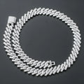 14mm copper Cuban link chain for men with micro-inlaid zircon stones in gold finish, 18 inch length