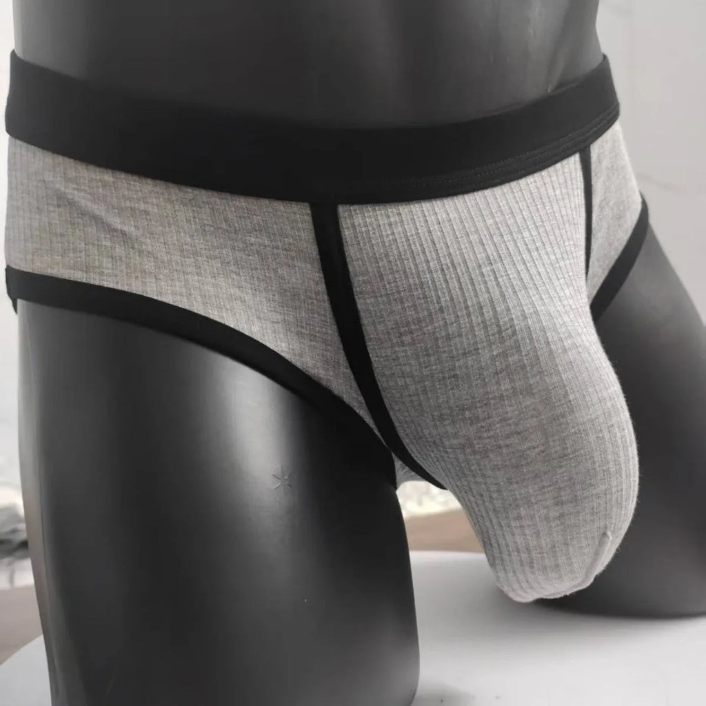 Men's triangle breathable U-shaped big bag underwear in solid colour, knitted viscose fabric